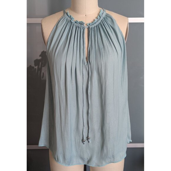 BCBGMAXAZRIA Teal Satin Snake Tank Top Size S - Picture 2 of 7